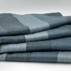 SOFT & WARM GRAY STRIPED ALPACA LLAMA WOOL BLANKET THROW QUEEN