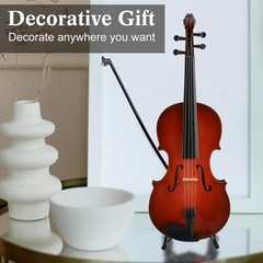 Miniature Violin Model, 9.8in Wooden Mini Violin with Stand, Black Leather Ca…