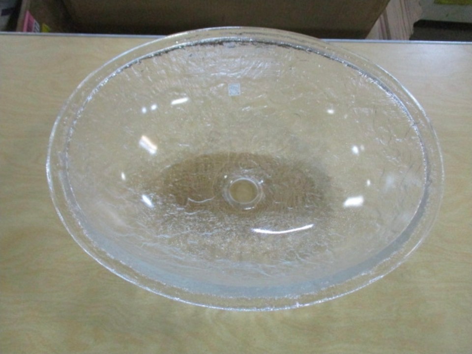 Crystal Glass Undermount Oval Bathroom Sink (19.75-in x 16.375-in) 007-007-000,
