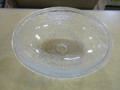 Crystal Glass Undermount Oval Bathroom Sink (19.75-in x 16.375-in) 007-007-000,
