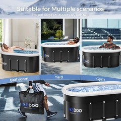 Portable XL 56″ Ice Bath Tub for Adults, Foldable Cold Plunge Tub 175 Gallon