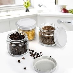 ZEA 30 Pa Small Glass Jars with Lids, 2 Oz Round Clear Straight Sided