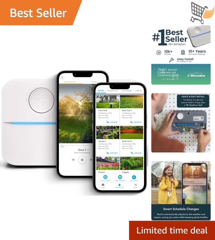 WiFi Smart Sprinkler Controller 8-Zone App-Based Irrigation System Easy DIY