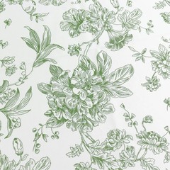 60″ x 102″ Dusty Sage French Toile Pattern Polyester Rectangular Tablecloth