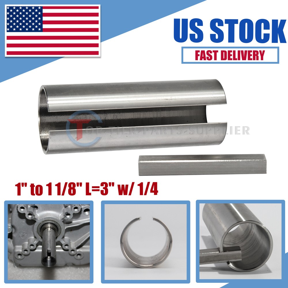1″ to 1-1/ 8 inch 1/4″ Key Gas Engine Pulley Crank Shaft Sleeve Adapter SS304