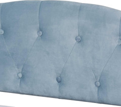 Light Blue Velvet Twin Daybed with Dark Brown Wood Finish