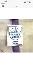 Trader Joe’s Lavender Large Canvas Tote Bag Reusable Grocery Beach Bag NEW