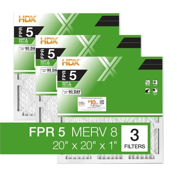 20X20X1 Pleated Air Filters Replacement For Furnace. MERV 8 AC HVAC FPR 5 3-Pack