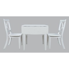 Eastern Tides Coastal Wire-Brushed Acacia Three Piece Cross-Back Dining Set