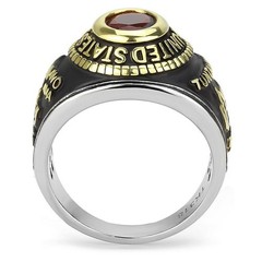 United States US Marines Ring Military Rings Red Synthetic Stone Black Stainless