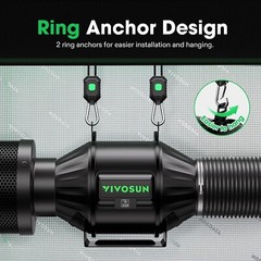 VIVOSUN AeroZesh T4 4” 210 CFM Inline Duct Fan w/E42A,Carbon Filter &8′ Ducting