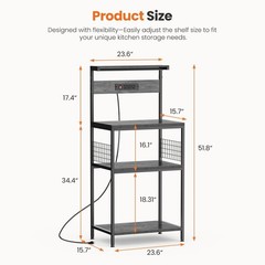 4 Tier Microwave Stand,Kitchen Bakers Rack w/ Power Outlet,Adjustable Shelf Unit