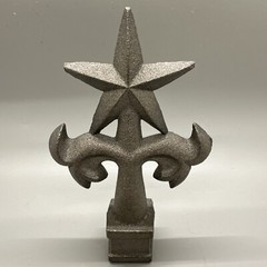 Cast Iron Silver Tone Texas Star Ornamental Fence Topper Finial Western Rustic