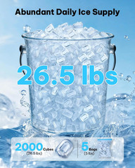 Silonn Ice Maker Countertop, 8 Ice Cubes in 6 Mins, 26.5 Lbs/24H, 2 Bullet Ice S