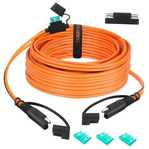 SAE to SAE Extension Cable, 12AWG Quick Disconnect Connector, 30A 17ft/518cm