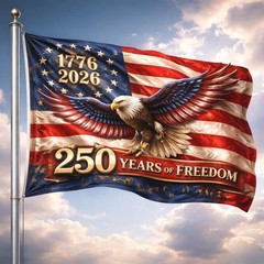 250 Years Anniversary Freedom 4th July Eagle US Flag (24*36 /36*60/ 48*72 Inch)