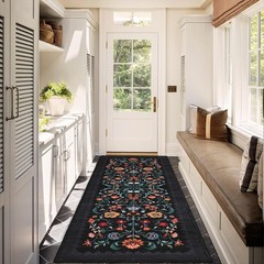 2.5×8 Floral Boho Runner Rug – Machine Washable & Non-Slip, Perfect for Hallways