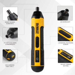 New DEWALT Cordless Electric Screwdriver 1300mAh USB Rechargeable Free Shipping
