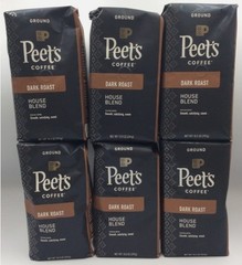 Peet’s Coffee House Blend Dark Roast Ground Coffee, 10.5oz, CASE OF 6, JUNE/2026