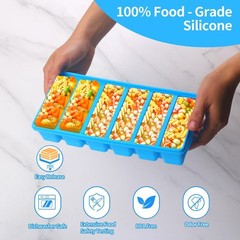 1/2 Cup Silicone Freezer Tray With Lid – Molds 2 Pack For meal prep & freezing