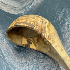 14″ Olive Wood Ladle Handmade in Tunisia, Gorgeous Unique Wood Characteristics