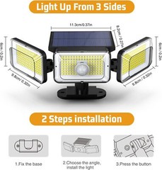 2 Pack LED Motion Sensor Solar Lights ,Outdoor IP65 Waterproof Security Lamp
