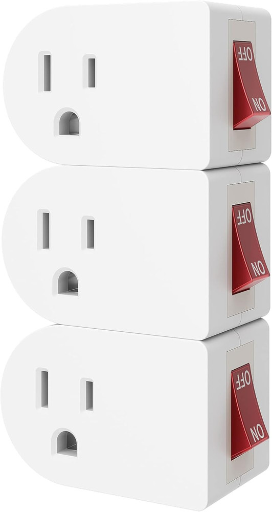 2 – 3 or 4 Packs Grounded Wall Outlet Adapter with On/Off Switch