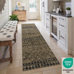 2×6 Machine Washable Runner Rug, Kitchen Hallway Area Rug Brown Black Vintage