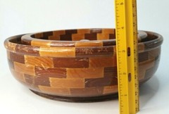 Set of 2 Vtg California Redwood Nut Bowls Std Specialty Co 10.5″ Round