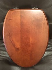 Porcher 71020-00.670 Elongated Wood Toilet Seat w/ Chrome Hinges, CALLA CHERRY
