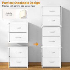 2-Pack Stackable Storage Drawers (4 Drawers Total), White Closet Organizer with