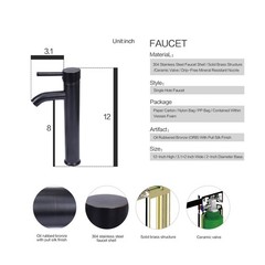 ELECWISH Bathroom Vessel Sink Black Ceramic Vanity Basin Bowl Faucet Drain Combo
