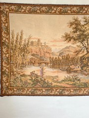 5.7ftx4.6ft Vintage Tapestry Wall Hanging French Landscape Scene JP Label Earth