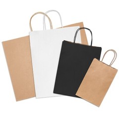 Kraft Paper Bags with Handles Party Shopping Gift Bags Bulk Brown White Black