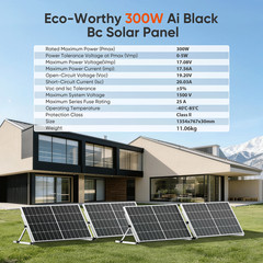 300W 600W 1200W 1800W Mono Solar Panel High Efficiency TOPCon RV Home 26.5% High
