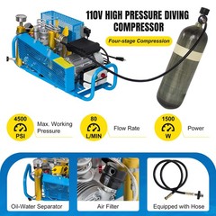 12L 110V 4500Psi Air Compressor 1.5KW 2HP For Scuba PCP Paintball Tank Refill