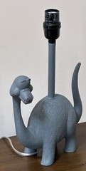Brontosaurus Dinosaur Lamp with 10″ Diam White Shade Gray Resin Nursery Decor