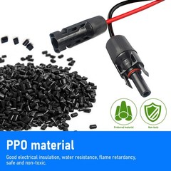 50ft Black + Red 10AWG Solar Panel Extension Cable Flexible Wire Connectors