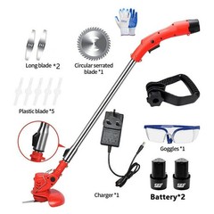 Electric Cordless Grass String Trimmer Lawn Edger Weed Wacker Cutter + 2 Battery