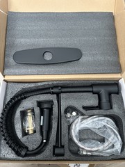 Black kitchen faucet with pull down open box unused