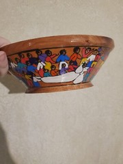 Beautiful Vibrantly Painted Wooden Decorative Bowl Cozumel Mexico