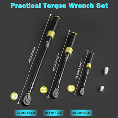 1/4 3/8 1/2-Inch Drive Torque Wrench, 5 Pcs Click Torque Wrench Set, 20-240In.Lb