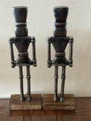 NEW Set of 2 Metal Iron Silver Soldier Stocking Holders 15″