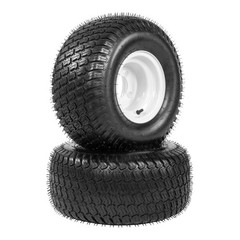Two 18×9.50-8 Lawn Mower Tires And White Rims LRB 4 Lug Hole 18×9.5-8 18×9.5×8