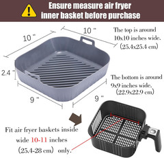 Silicone Liners Square for Air Fryer, 2 Pcs Non-Stick -Grade Reusable Basket Sil