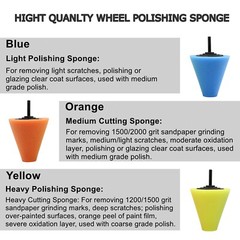 Foam Drill Polishing Cone Ball Pads Kit Car Hub Waxing Buffing Wheel Polisher 4″
