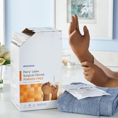 Perry Disposable Sterile Pair Latex Surgical Glove Extended Cuff Length