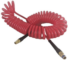 1/4″x 30 Foot RED Recoil POLYURETHANE( PU ) RECOIL AIR HOSE male SWIVEL Fittings