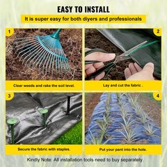 VEVOR 5’x 250′ Weed Barrier Landscape Fabric Ground Cover 5oz PP Dual Layer