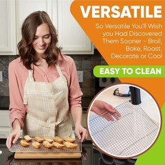 10″ x 15″ Stainless Steel Cooling Racks – Oven Safe Baking & Grilling Set of 2